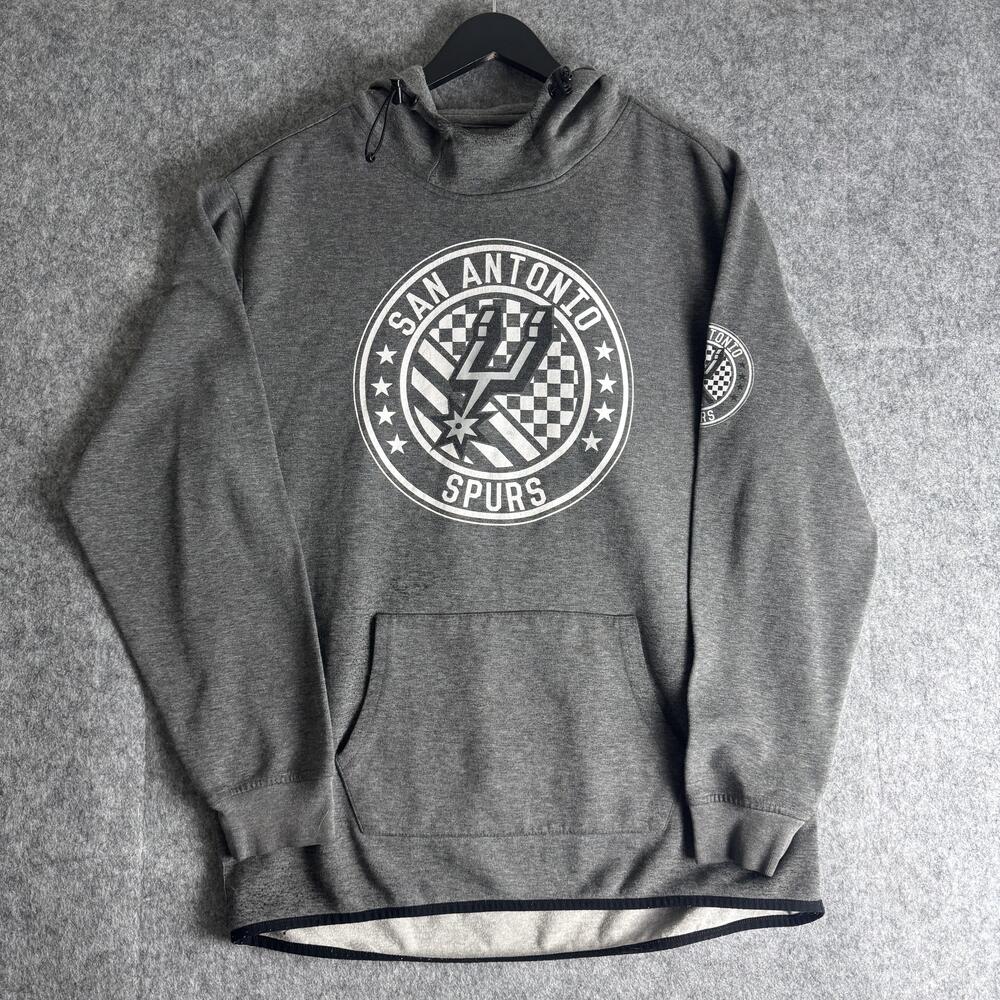 San Antonio Spurs Hoodie Mens Large Gray NBA Basketball Pullover Sweatshirt Logo